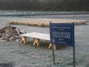NBSS Sign in front of reconstructed floor system