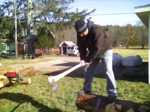 Bill notching in on the side of a timber. 