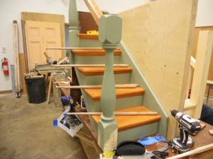 Turned walnut ballusters