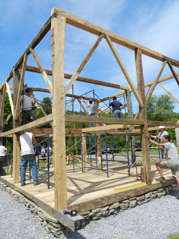 Hewed gunstock corner post