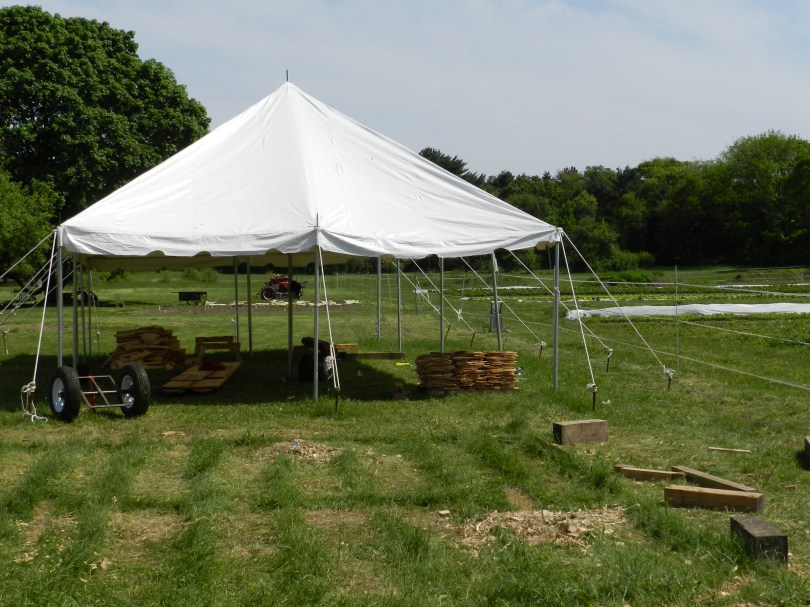 Tent for making shingles by hand