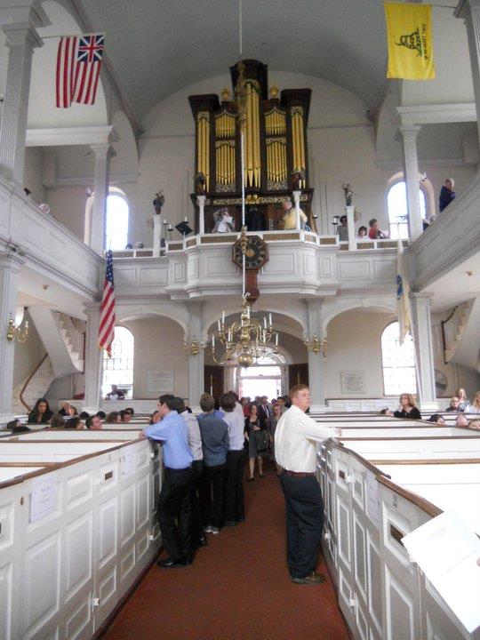 Students and families filing in