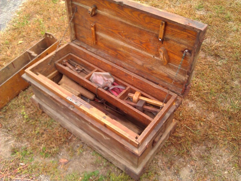 Chest with heavy metal reinforced corners