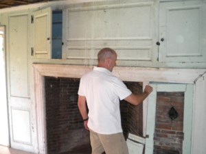 Steve O'Shaughnessy working with me on documenting what was left of this historic fabric