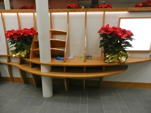 Entrance to 951 Boylston Street Boston, a new building for the BAC. The desk shown here was fabricated by NBSS students