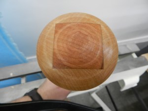 End of mallet with finish applied 