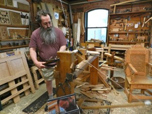 Peter turning at his pole lathe