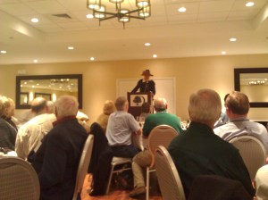 After teh banquet dinner Myles Standish came to regale us with stories of his life and to answer questions.