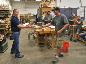 Handing out the perfect attendance awards
