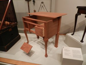 Dressing Table parts in varying stages of completeness to demonstrate how it is build. Made by Steve Brown (NBSS CFM Instructor and former Dept. head)