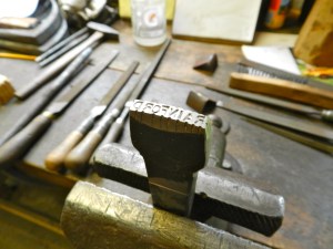 My second stamp -- 'RAINFORD' with a slight curve over the length of the stamp