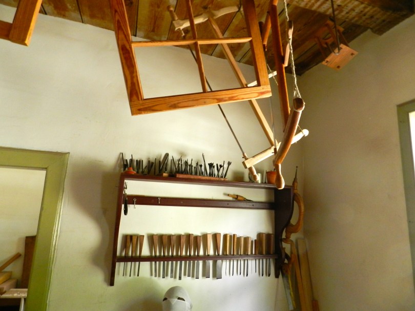 Window sash, drill bits, and chisel rack