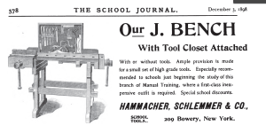 Hammacher Schlemmer Sloyd Training Bench from 1898 ad in the School Journal