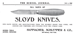 Hammacher Schlemmer Sloyd Knife Ad -- The School Journal July 2, 1898