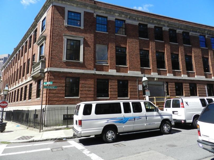 Rear corner of new building. 1st floor in the corner is Preservation Carpentry. Above that is Carpentry. Above that is Cabinet and Furniture Making