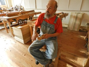 Bill demonstrating with a great bench plan cross section model