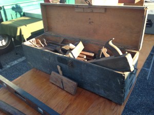 Old dovetailed tool chest full of molding planes