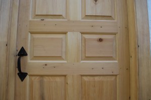 Clinched cut nails in a period door reproduction