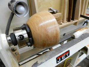 Bowl reversed and in the bowl chuck