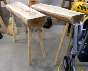 Original bench on the right, revised model on the left