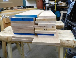 White Oak and Hard Maple stock ripped, thickness planed and jointed