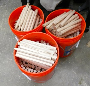 Full buckets of pins 