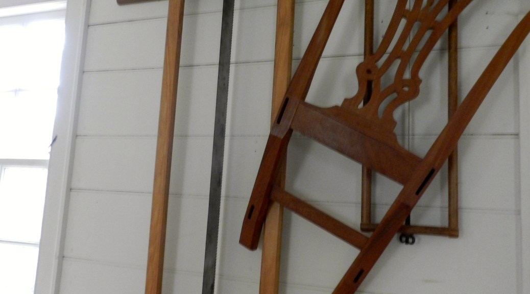 Frame saws hanging on the wall of the Hay Shop