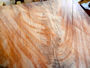 Panel that was cut with a frame saw -- shows the telltale pattern of tool marks showing how the saw progressed through the wood