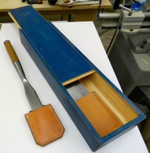 Sliding top timber framing chisel box