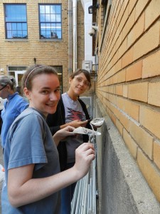 Felice and Jamie repointing the back of the school