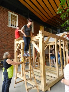 Jennifer using the 'Commander' and Susan steadying the ladder.