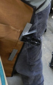 Apron pocket for holding a combo square