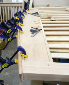 Using dowels to help with clamping of the curved cove moldings