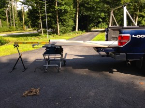 Ripping Heavy Sheet Goods Straight From The Truck -- Saves space in a tight workshop