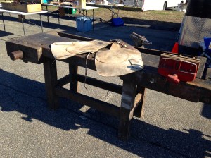 Leather apron and bench