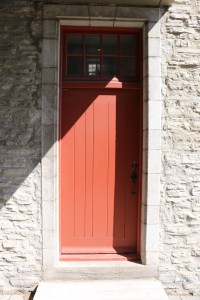 Beautiful 'bead and butt' paneled door to go with those shutters
