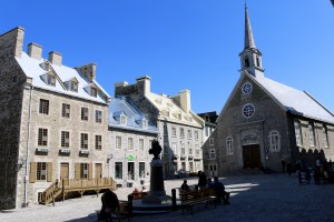 Smaller window panes are from earlier French buildings, the larger panes are from later English buildings (Place Royale Square -- Quebec)