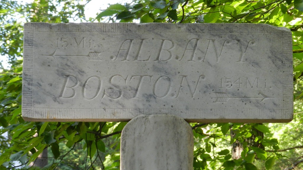 The road to Eastfield Village -- between Albany and Boston