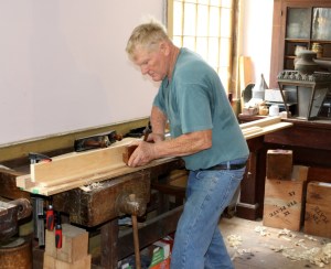 Don making a profile on the edge of his frame stock. 