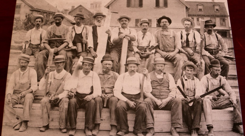 Canvas print of a group of carpenters and joiners.