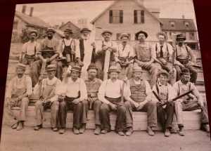 Canvas print of a group of carpenters and joiners.