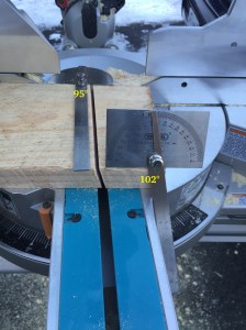 Cutting compound angles for the legs. 5 degrees and 12 degrees.