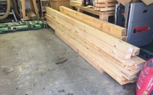 Large pile of green eastern white pine ready to go.