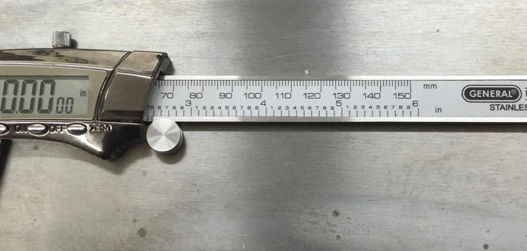 Calipers zeroed out.