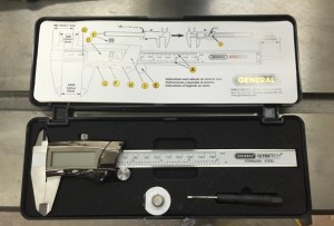 General Digital Calipers in nice fitted case with extra battery and screwdriver.