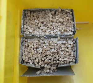 Box of matches cut in half to be used as pins