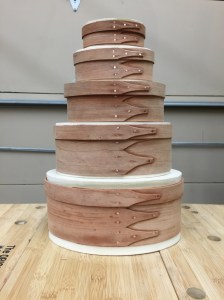 Bands steamed, bent around initial forms, then tacked and held in place to try by a second set of forms