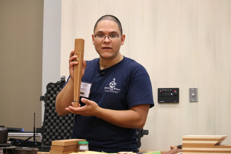 Freddy Roman giving a talk on sand shading and inlay.