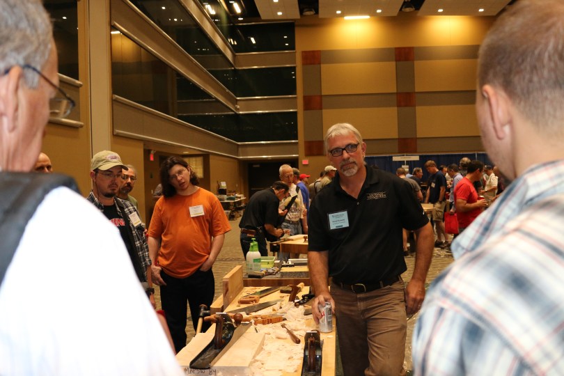 Deneb Puchalski of Lie Nielsen Toolworks giving a demo. Deneb is a great guy and I've been buying tools from LN for many years and he's been my main point of contact for most of it.