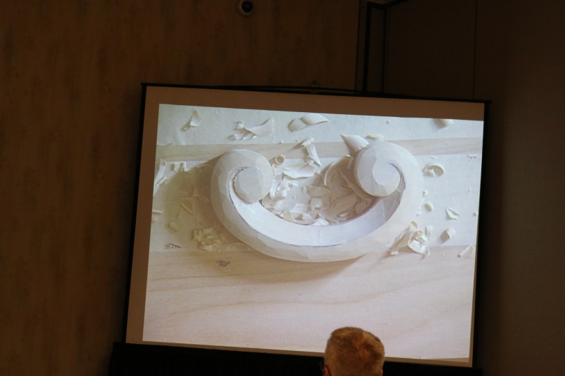 Mary May Carving a C-Scroll